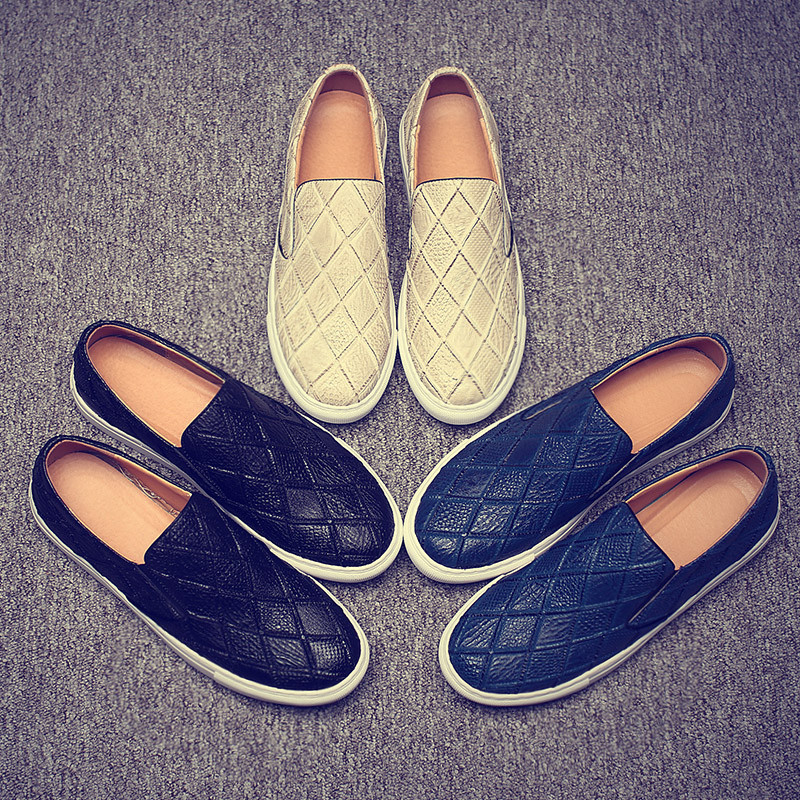 欧洲站秋季一脚蹬休闲男鞋套脚舒适豆豆鞋透气懒人鞋编织乐福鞋男