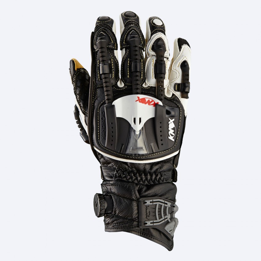 现货knox外骨骼旋钮松紧袋鼠皮手套短款