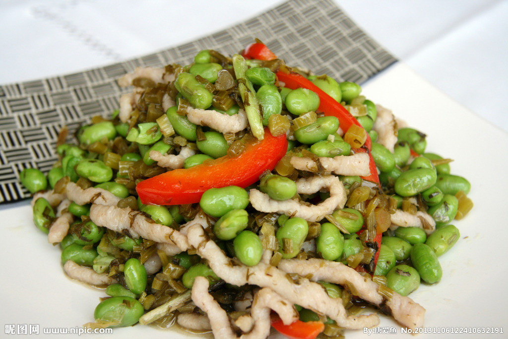 雪菜毛豆肉丝盖浇饭