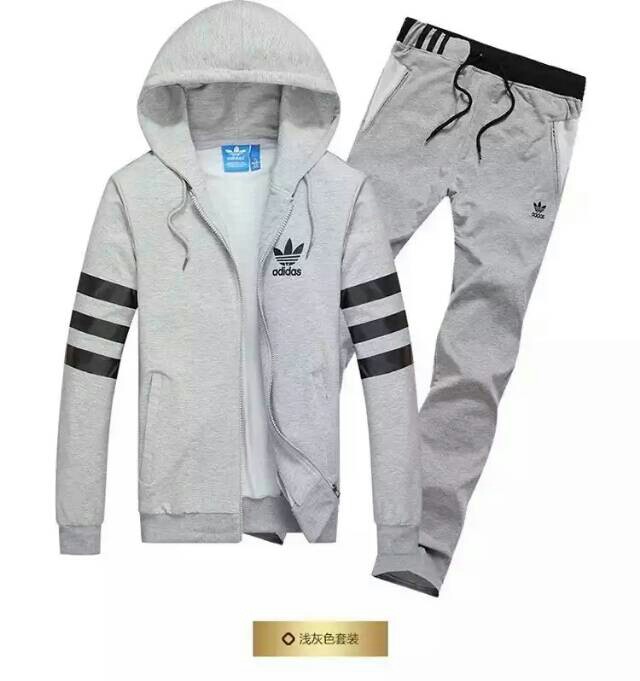 阿迪达斯三叶草男款休闲纯棉运动套装,尺码:l--3xl