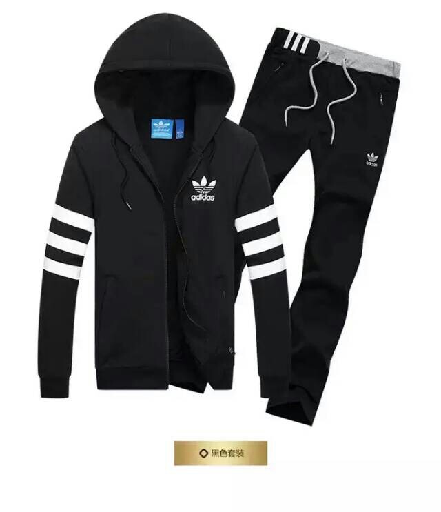 阿迪达斯三叶草男款休闲纯棉运动套装,尺码:l--3xl