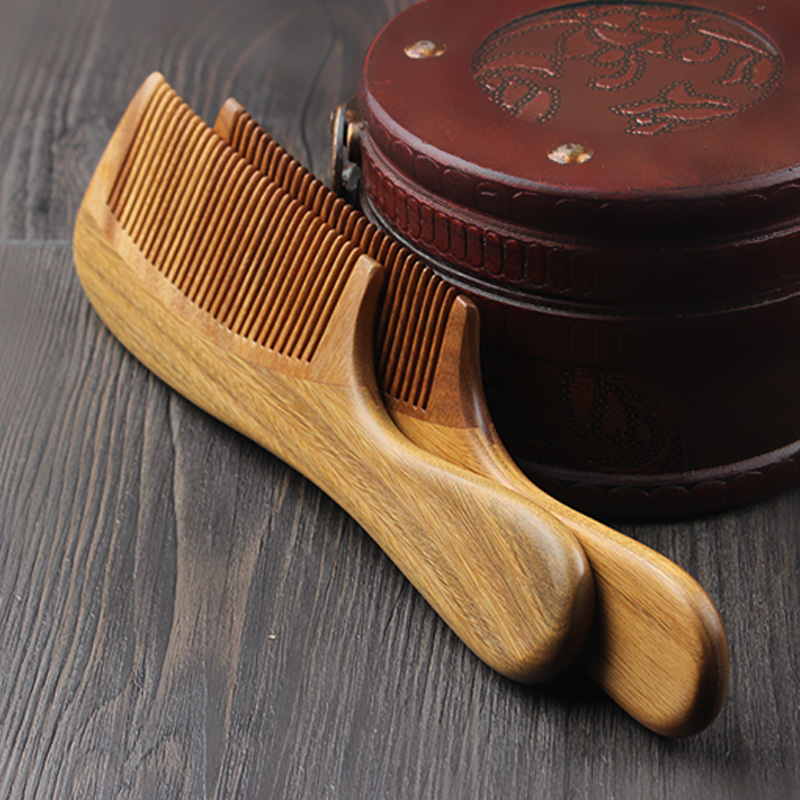 天然绿檀木梳子正品檀木梳檀香木梳子防静电保健按摩刻字