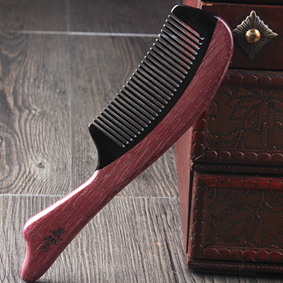 御梳世家 天然 紫罗兰木牛角梳 按摩 保健 美发梳 防静电角木梳子