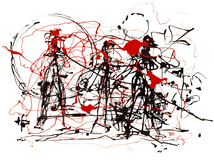 红黑 抽象涂鸦(油画质感)