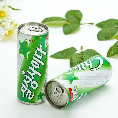 韩国进口饮料 lotte七星冰柠碳酸饮料250ml/听 碳酸饮料