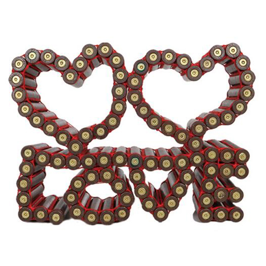 【猎鹰军旅】 双心love子弹工艺品z003