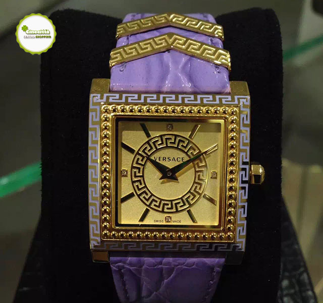 versace/范思哲 方型 玫瑰金 紫色表带 腕表 (香港直供)