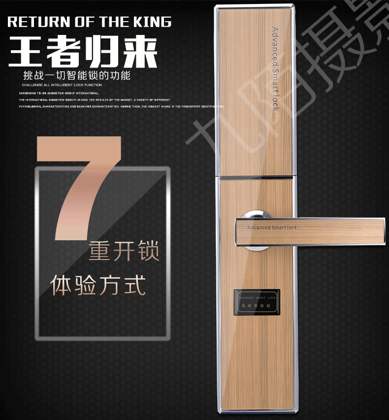 罗安达指纹锁遥控刷卡密码智能门锁8806