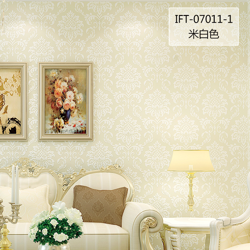 美客壁纸 无纺手工雕刻3d壁纸奢华欧式大马士革电视墙背景墙壁纸