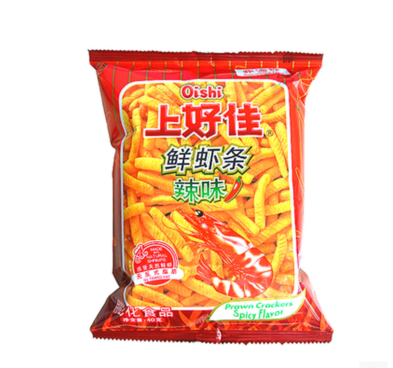 上好佳辣味鲜虾条,海苔味,哈蜜瓜粟米条