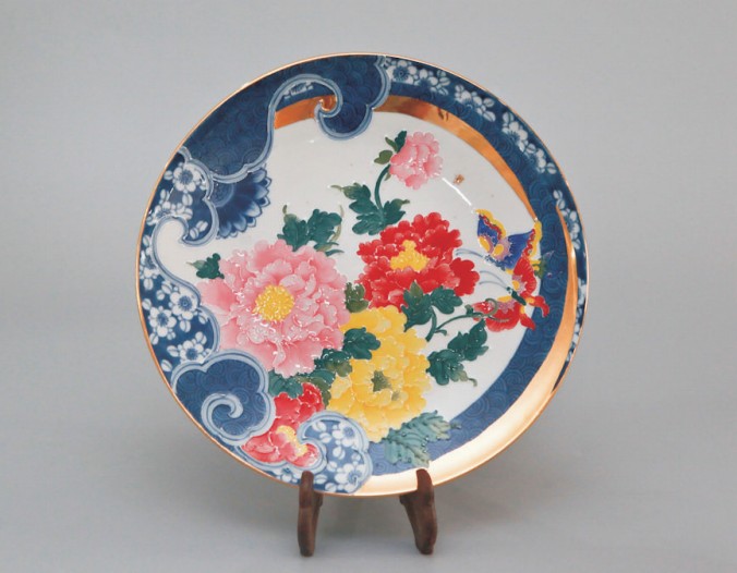 台湾陶艺家张美云 青花鎏金盘