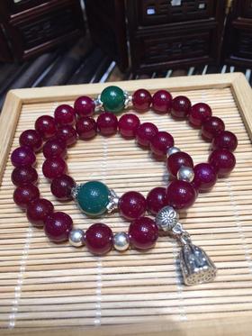 【穆微直供·伊珠轻奢】33颗石榴红玛瑙泰斯比哈手链两用,8mm.