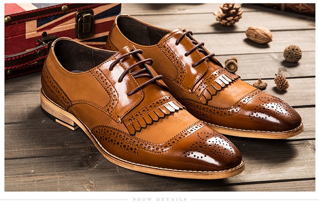 伯爵卓尔 秋季透气雕花休闲皮鞋真皮男鞋商务男士英伦鞋子男