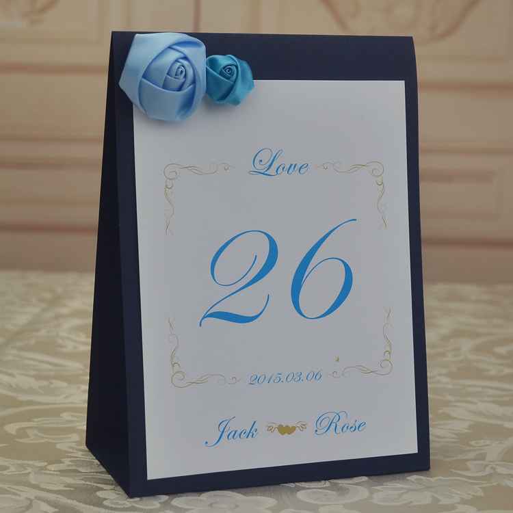 结婚婚礼桌卡创意席位卡桌牌 定制 座位卡宝石蓝色席位卡