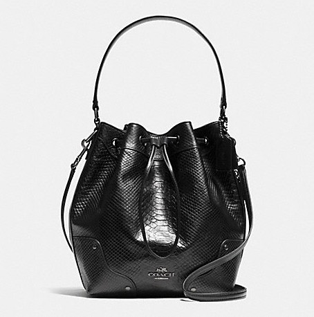 coach黑色蟒蛇皮纹水桶两用包