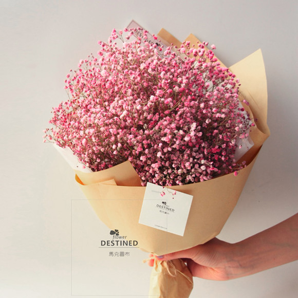 全国鲜花配送杭州同城配送花束花盒粉色满天星