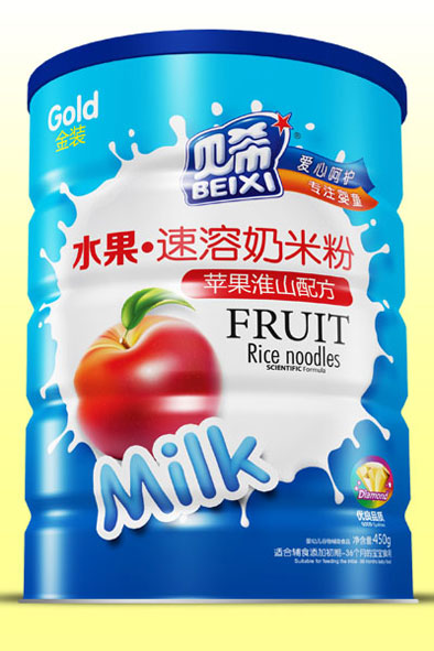 贝希 水果速溶奶米粉450g 苹果淮山 100%水果粉添加