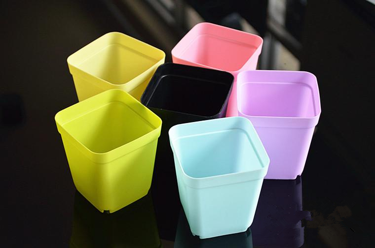 方形彩色塑料花盆 小方盆