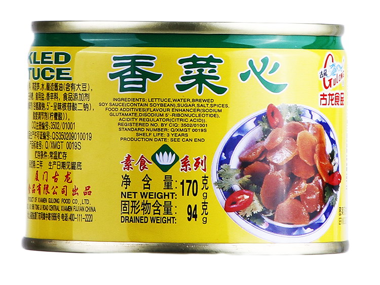 古龙食品香菜心罐头170g
