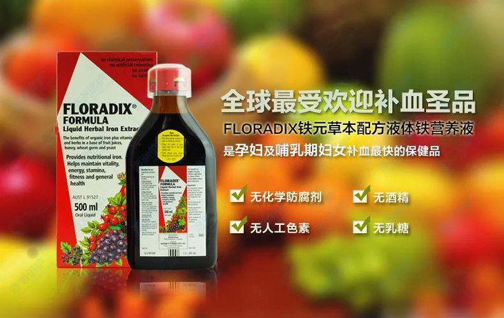 【澳洲直邮】floradix 铁元 儿童女性孕妇 益气补铁补血口服液 500ml