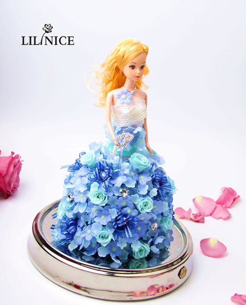 生日礼物 进口永生花玫瑰芭比娃娃裙装 魅影公主