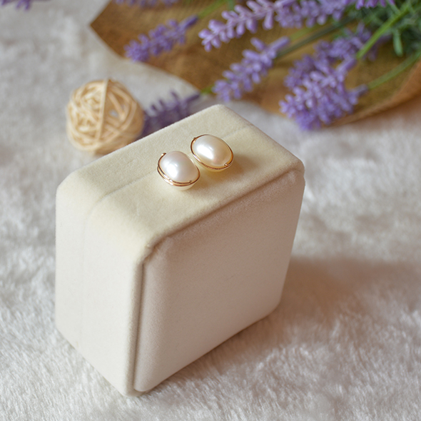 【花蜜】明珠耳钉 美国进口14k金 天然珍珠耳钉