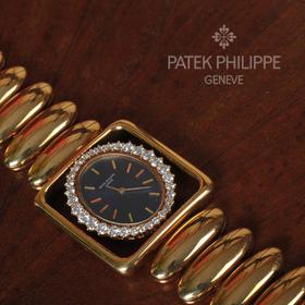 百达翡丽18K黄金钻石机械女士腕表