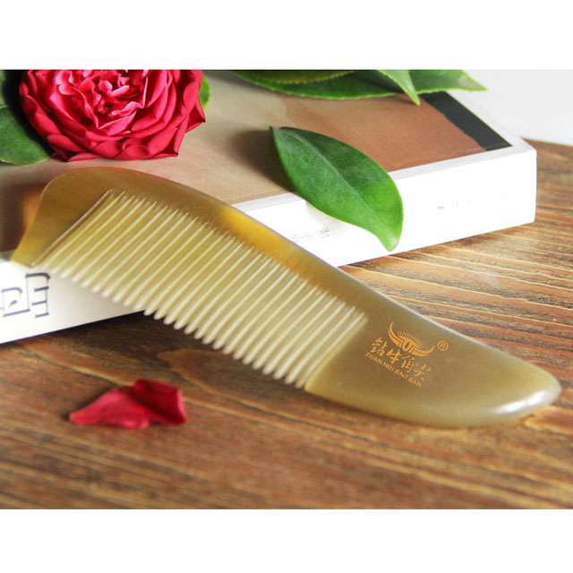 (59010)钻牛角尖白水牛角梳:翘尾尖角功能梳,一梳五用