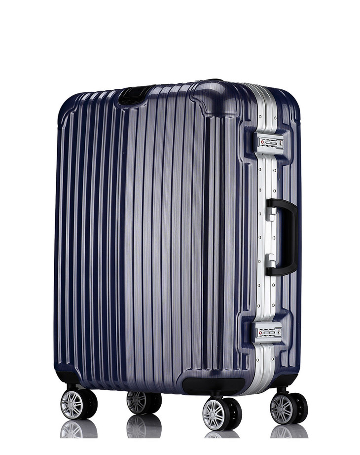 trablog靓丽拉丝蓝色豪华铝框28寸拉杆箱