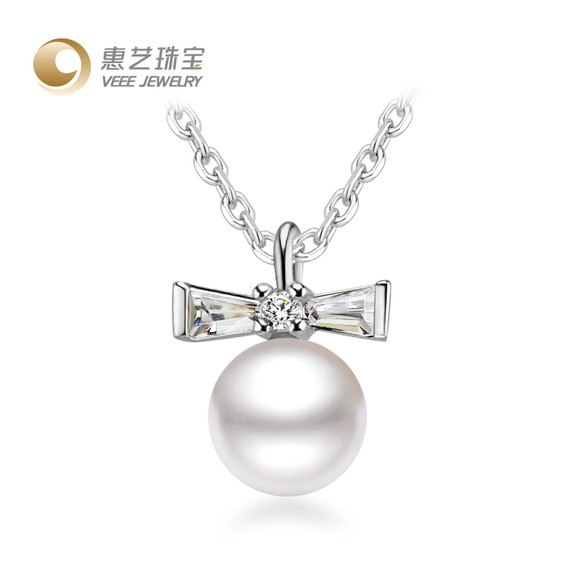 Veee Jewelry\/惠艺珠宝s925纯银蝴蝶结珍珠项