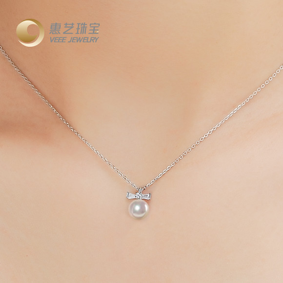 Veee Jewelry\/惠艺珠宝s925纯银蝴蝶结珍珠项