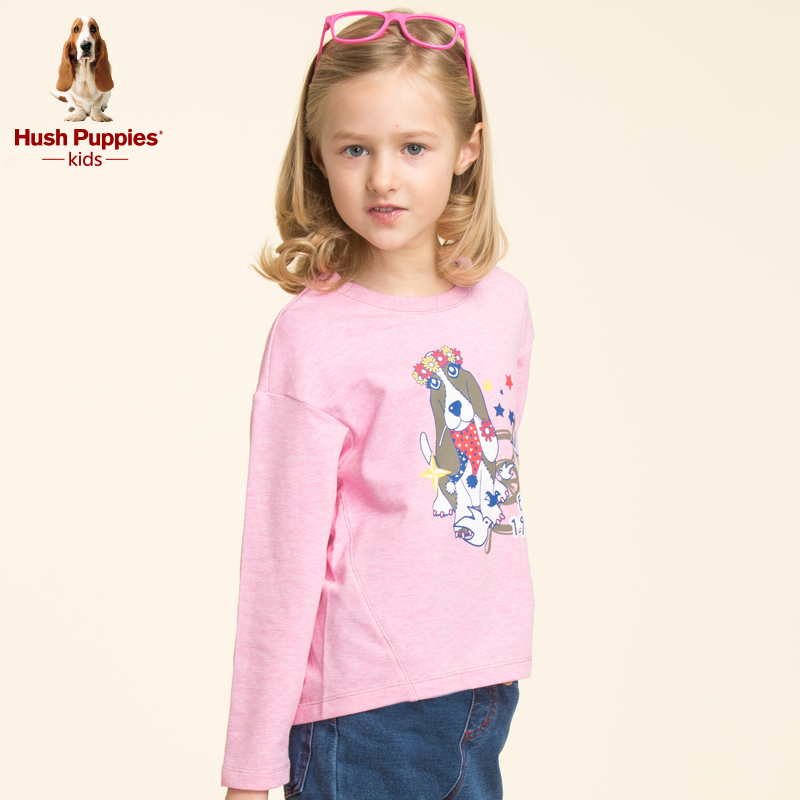 hushpuppies童装暇步士女童欧美修身时尚百搭套头卫衣 hkc2ud01 专柜