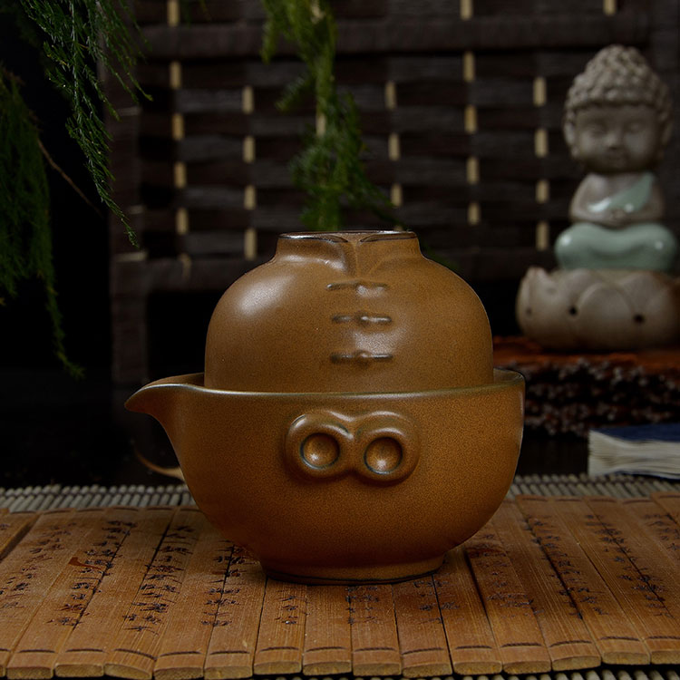 德化陶瓷粗陶仿古快客一壶一杯功夫茶具居家旅行茶具厂家直销批发 50