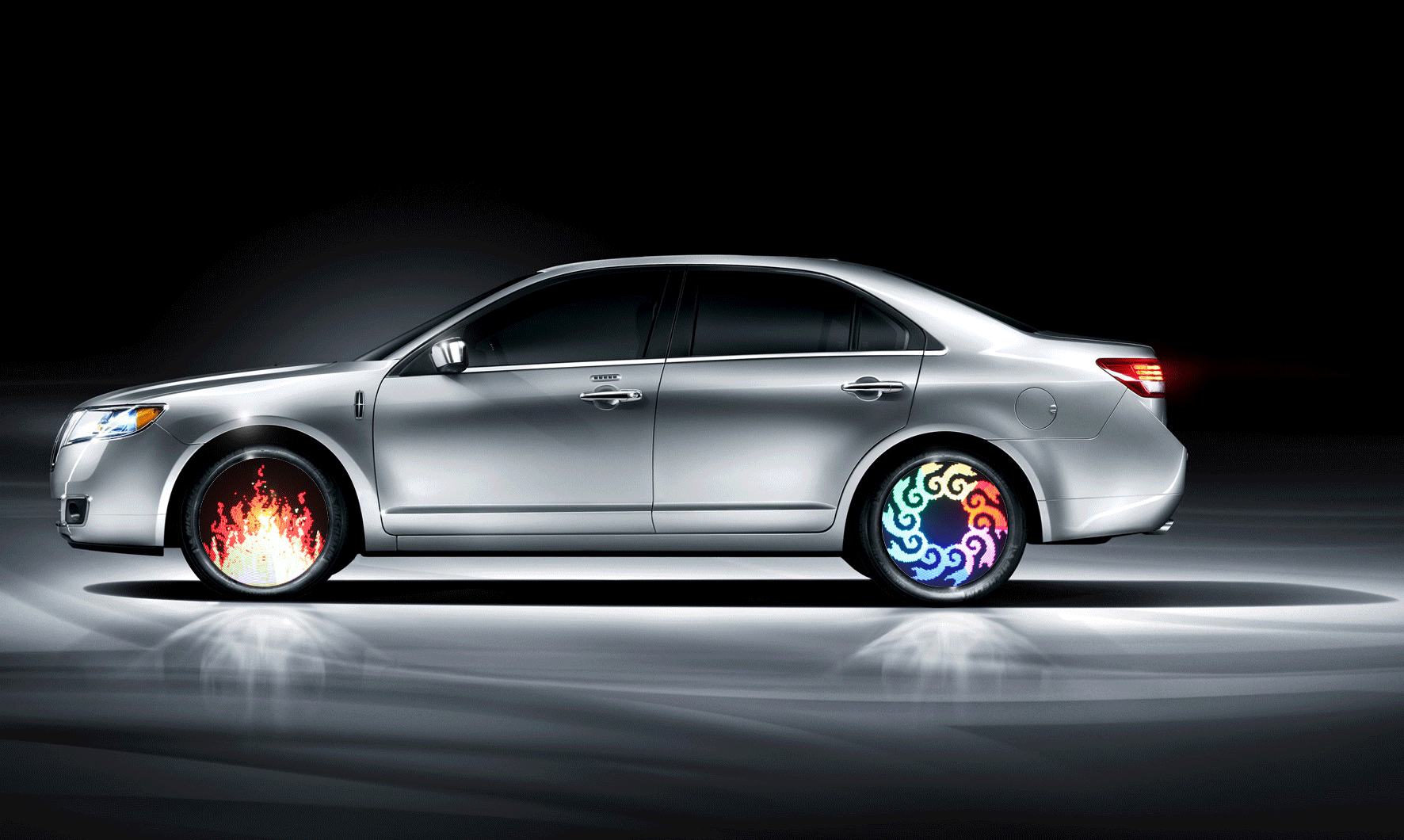 【支持以货换货】汽车轮毂风火轮-可放商家logo-可diy图案-led车轮