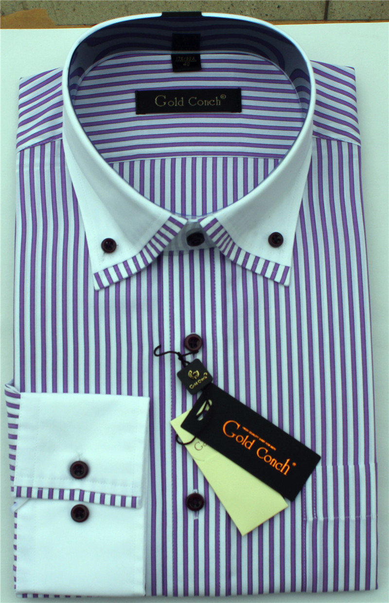 2016春季新款金海螺男士长袖条纹衬衫纯棉高支异色镶拼g16asr1976