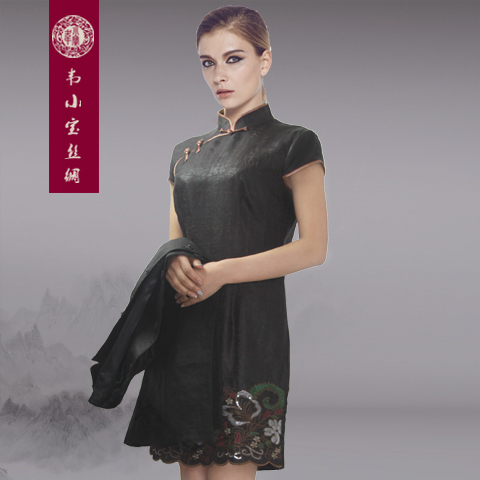【韦小宝丝绸】香云纱旗袍连衣裙x1028(库存随时变化,购买前请咨询