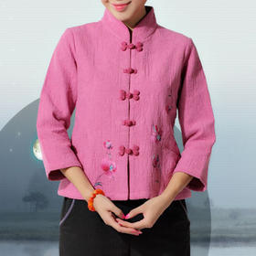 诚敬儒传统精品中国风女秋冬外套19075简约时尚手绘复古上衣 包邮