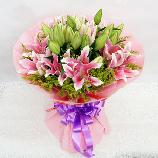 粉色香水百合花束 新款 商品图0