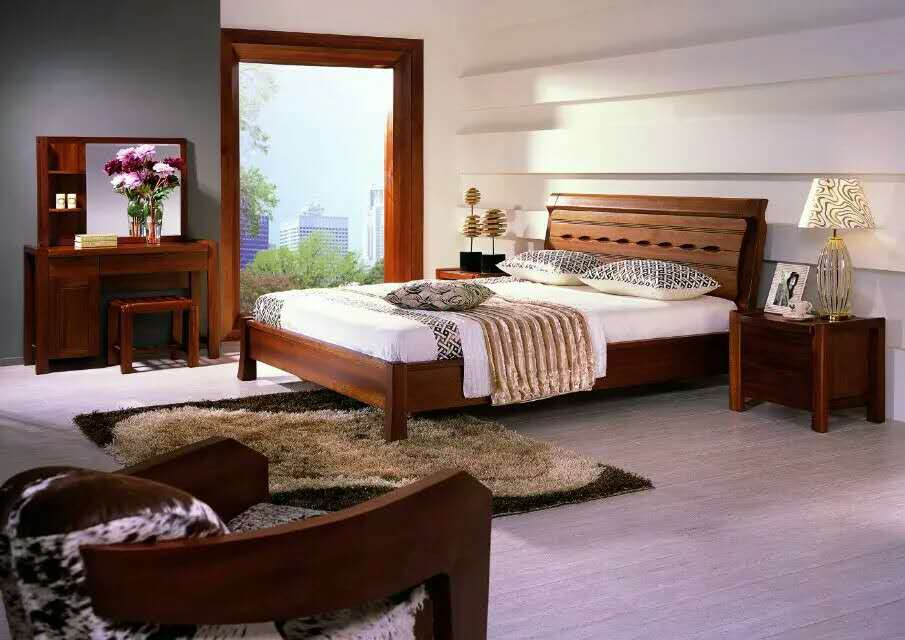 金丝海棠木床 现代中式全实木床 1.8米家具双人床802