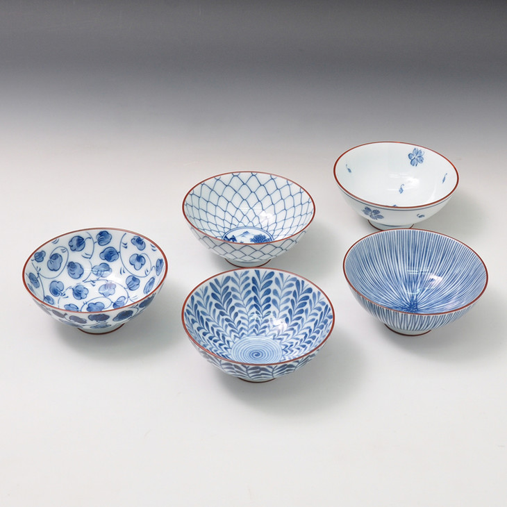 有田烧五碗套装 日本历史最早的烧制瓷器 拍照