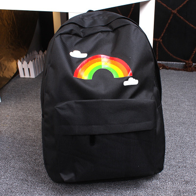 年春季新款彩虹帆布双肩背包纯色大容量书包男女可用不限/彩虹背包
