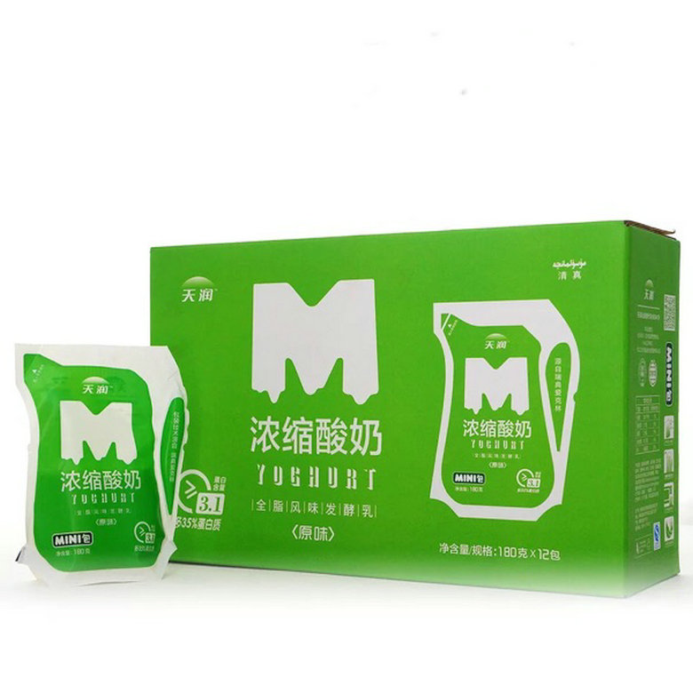 天润浓缩酸奶 180克/包 12包/箱 - 金牌生鲜