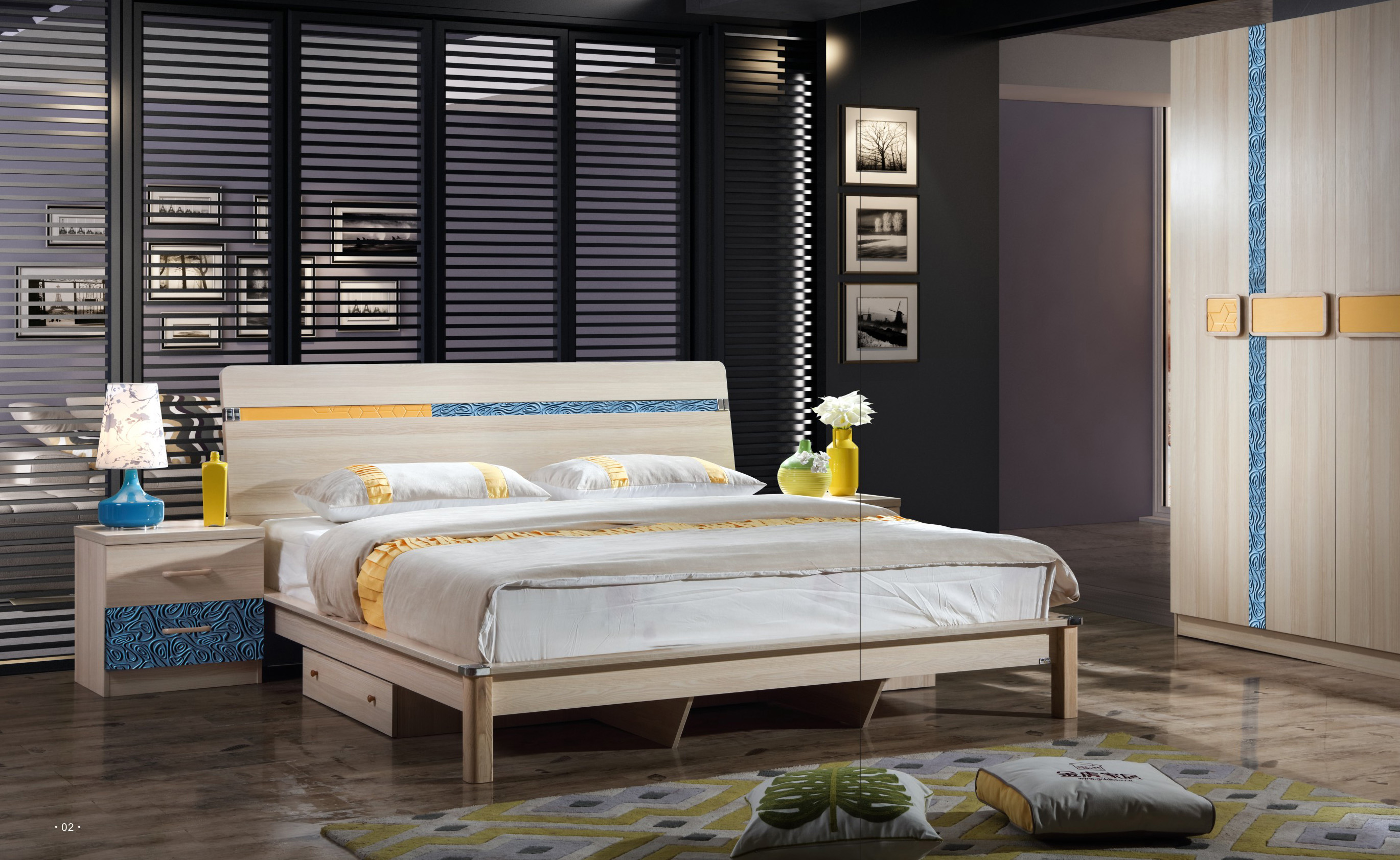 【金虎家私】床/妆台/衣柜 型号:cs801 此款可配1800*2000床箱,如需