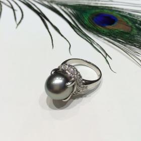 镶钻大溪地黑珍珠戒指