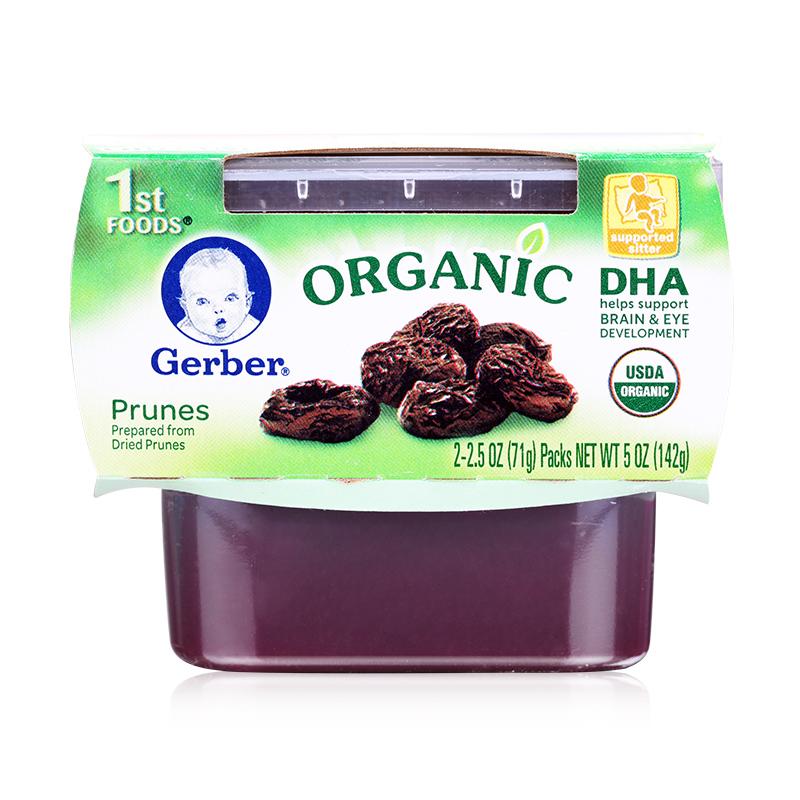 [广州保税区]美国gerber嘉宝婴儿辅食果泥1段dha西梅泥 3组6罐