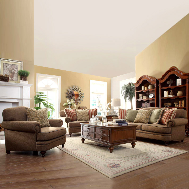 【天猫同款】雅居格 美式布艺沙发欧式田园小户型123组合地中海三人