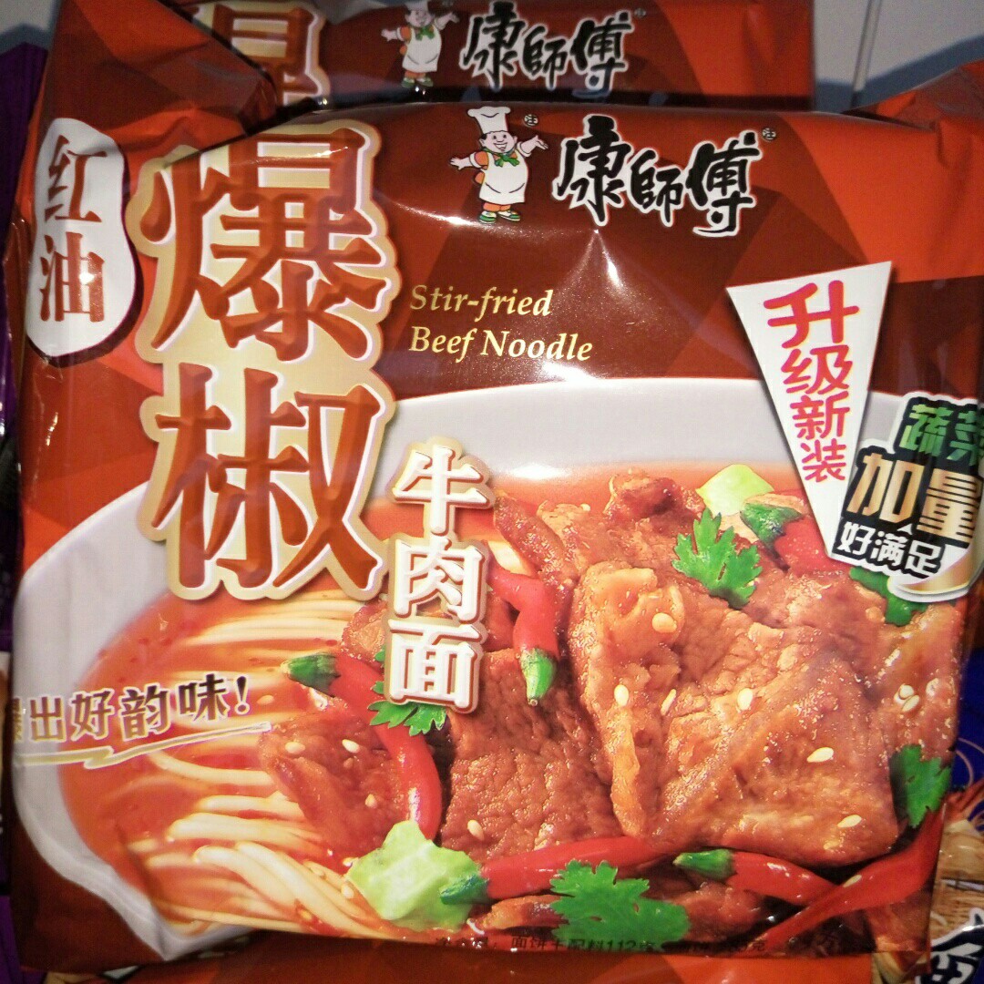 康师傅红油爆椒牛肉面