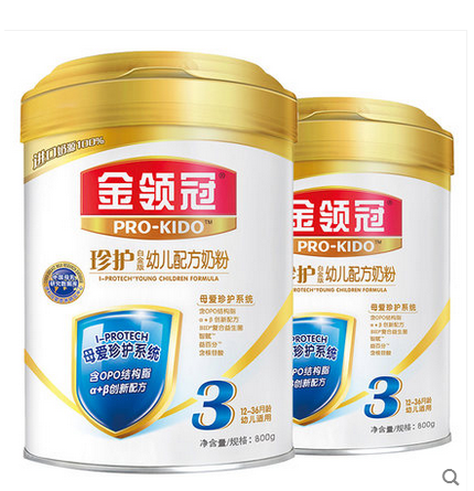 伊利金领冠珍护3段幼儿配方1-3岁宝宝奶粉800g
