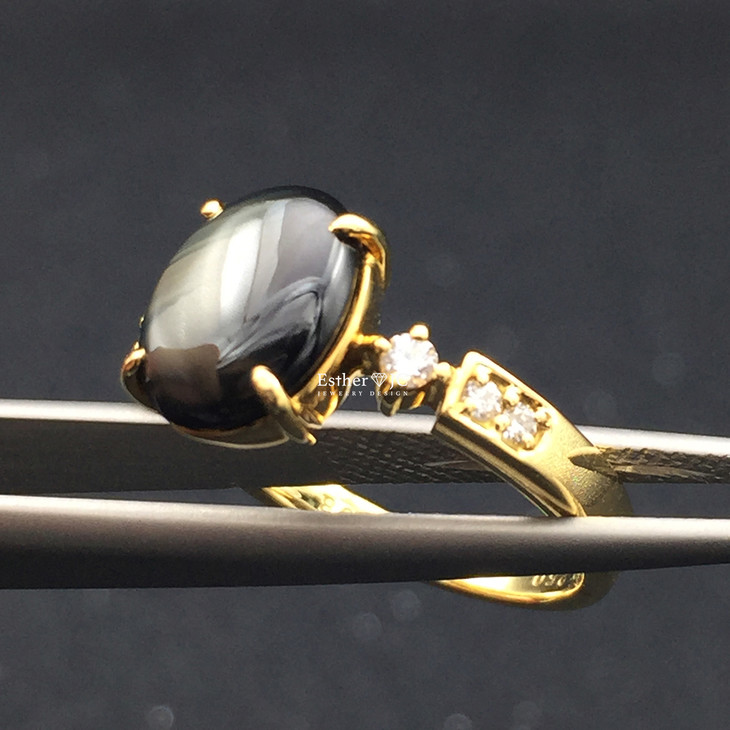 黑星蓝宝石钻石戒指