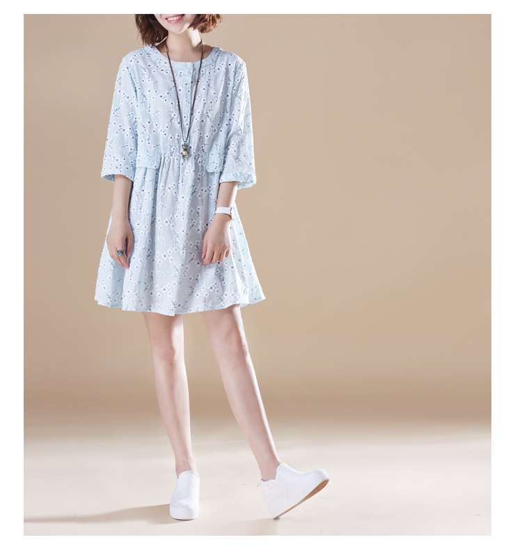 【悦尚】文艺清新宽松立体碎花连衣裙田园学院舒适裙 - 悦尚服饰